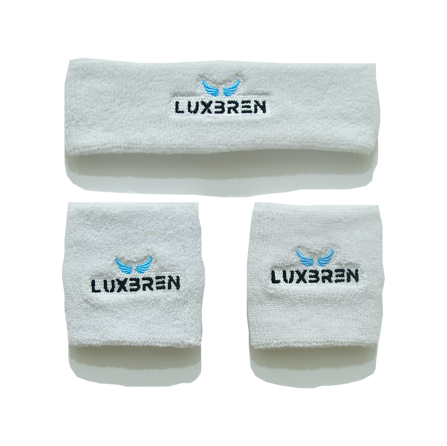 White Headband White Sweatband Sweatbands, Front Side