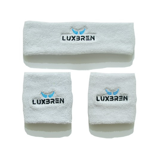 White Headband White Sweatband Sweatbands, Front Side