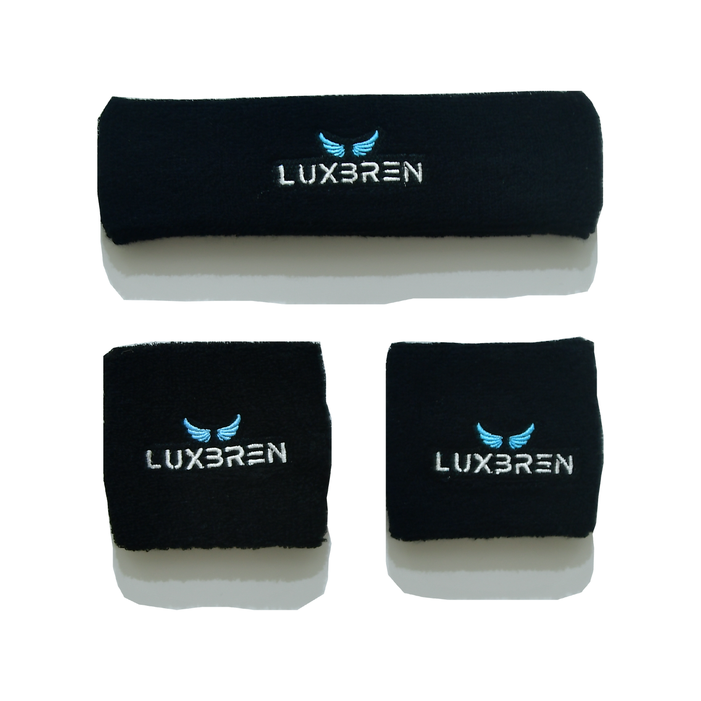 Black Headband Black Sweatband Sweatbands, Front Side