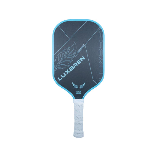 Blue and Black Pickleball paddle with Luxbren branding on a white background