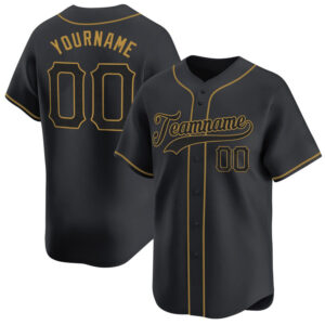 Black Black-Old Gold Custom Baseball Jersey