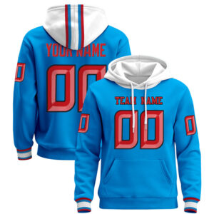 Blue Red Custom Pullover Hoodie