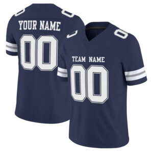 Navy White-Gray Mesh Custom Football Jersey